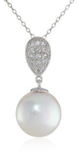 Sterling Sliver 14.5 15.0Mm Freshwater Cultured Pearl Pendant Necklace, 18" Jewelry