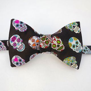 silk sugar skull bow tie by vava neckwear