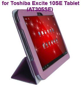 Toshiba Excite 10SE (AT305SE) 10.1" Tablet Custom Fit Portfolio Leather Case Cover with Built In Stand  Purple Computers & Accessories