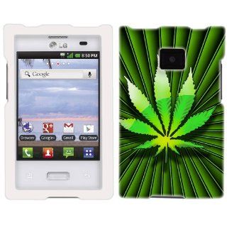 LG Optimus Logic Green Hemp Leaf Hard Case Phone Cover Cell Phones & Accessories