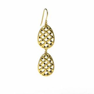 gold vermeil gemstone double egg earrings by kinnari