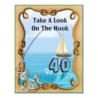 40th Birthday Fishing Invitations for MEN