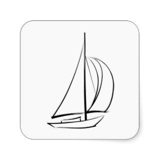 Black Brushstroke Sailboat Sticker