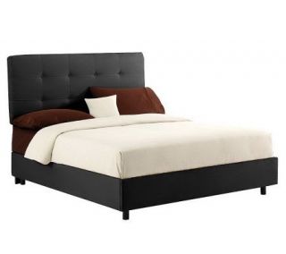 Queen Tufted Ultra Microsuede Upholstered Bed —