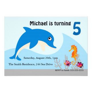 Cute Under the Sea Dolphin Birthday Party Invite
