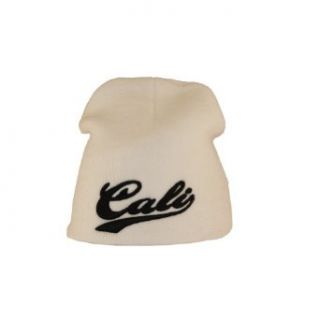 Fashionable Knitted Designed"Cali" Beanie   White and Black Lettering