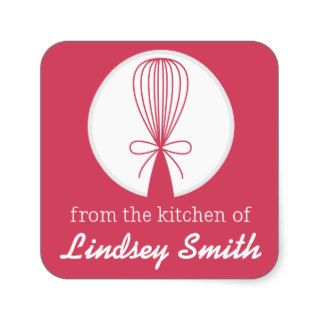 Berry Whisk Silhouette Kitchen Labels Square Sticker
