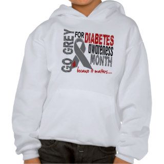 Diabetes Awareness Month Grey Ribbon 1.4 Hooded Sweatshirt