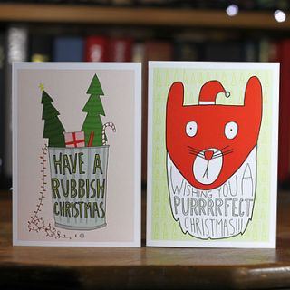 naughty and nice set of two christmas cards by angela chick