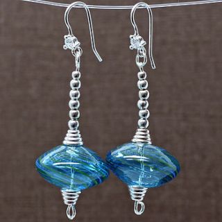 blue glass bead sterling silver earrings by m by margaret quon
