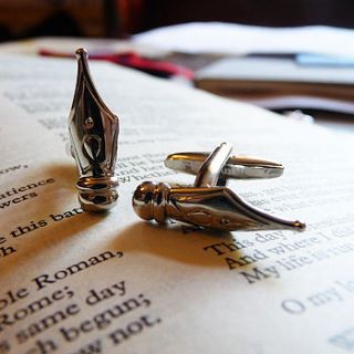 pen nib cufflinks by the literary gift company