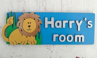 personalised wooden door plaque lion by dream scene children's gifts