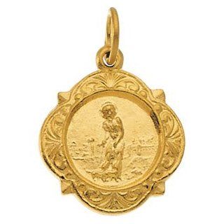 St.Lazarus Medal 14K Yellow Gold 12.14X12.09 mm Jewelry