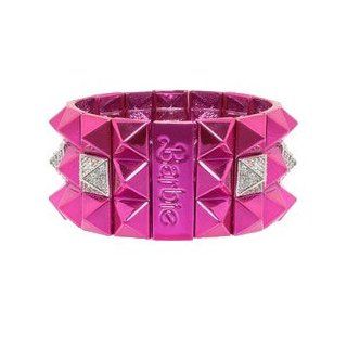nOir Barbie Stretch Pave Pyramid Cuff Bracelet (Pink)