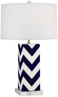 Robert Abbey 2593 Mary Mcdonald Santorini   One Light Table Lamp, Blue and White Glazed with Satin Brass Finish with Translucent White Mont Blanc Parchment with Pattern 2 Shade    