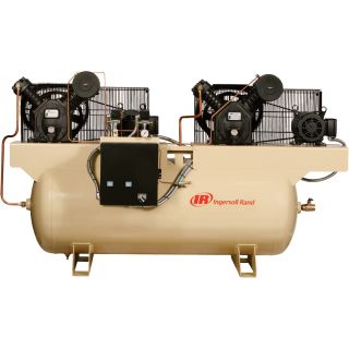 Ingersoll Rand Air Compressor — Duplex, 5 HP, 230 Volt 3 Phase, Model# 2475E5-V  Duplex Compressors
