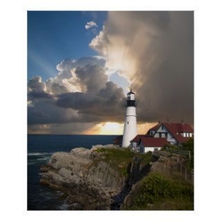 Beautiful Lighthouse Over the Ocean Poster Print