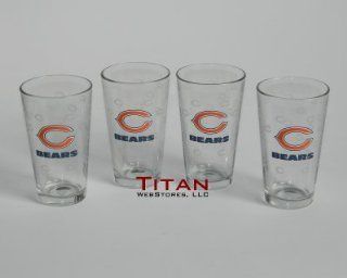 Chicago Bears Pint Glasses  Bears Beer Glasses, Set of 4 Kitchen & Dining