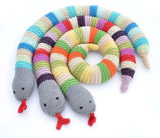 knitted snake toy rattle by the 3 bears one stop gift shop