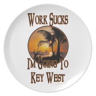 Funny Travel Im Going To Key West Work Sucks Sun Plates