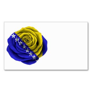 Bosnia Herzegovina Rose Flag on Black Business Card Template