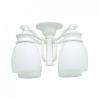 Casablanca KGC12W 8 Four Light Wet Rated Fixture with White Glass, Matte Black   Ceiling Fan Light Kits  