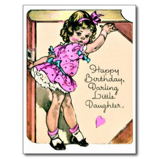 Darling Little Daughter   Retro Happy Birthday Post Cards