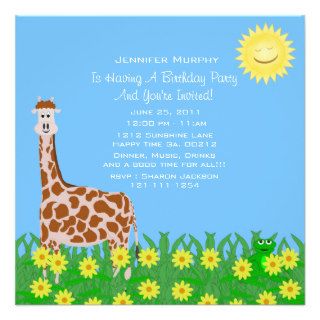 Giraffe and Frog Party Invitation