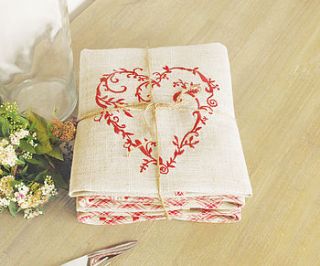 country heart fabric napkin by dibor