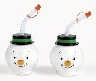 Snowman Cups With Lids & Straws   Christmas Party Supplies & Decorations & Party Glasses & Cups Health & Personal Care