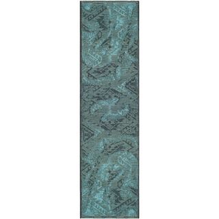 Safavieh Palazzo Transitional Black/Turquoise Overdyed Chenille Rug (2' x 7'3") Safavieh Runner Rugs