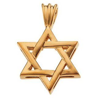 14k White Gold Star Of David Pendant by US Gems Jewelry