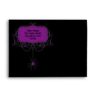A7 Black & Purple Spider Halloween Party Envelopes