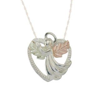 Black Hills Gold on Sterling Silver Angel Heart Pendant Jewelry