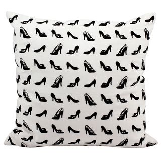 Mina Victory Life Styles Black/ White Allover Shoe Design 18 x 18 inch Pillow by Nourison Nourison Throw Pillows