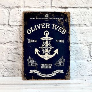 personalised nautical metal sign by oakdene designs