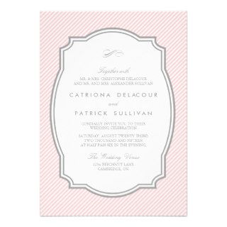 Blush and Grey Vintage Frame Wedding Invitation