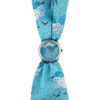 birds small fabric watch by wholesome bling