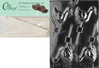 Cybrtrayd 45St50 A071 Goose Lolly Animal Chocolate Candy Mold with 50 4.5 Inch Lollipop Sticks Kitchen & Dining