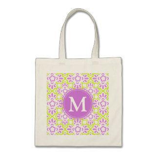 Elegant Arabesque Damask Lilac Purple Personalized Tote Bags
