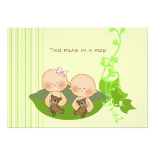 Two Peas in a Pod Birth Annoucement Invitation
