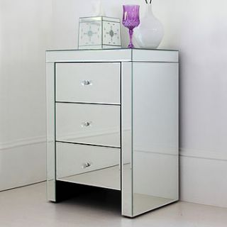 three drawer mirrored bedside table by out there interiors