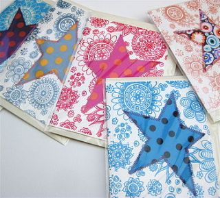 screen printed and fabric star cards by zozos
