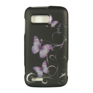 VMG For Motorola Atrix 2 II 4G MB865 Cell Phone Graphic Image Design Faceplate Hard Case Cover   Black w/ Purple Butterfly Cell Phones & Accessories