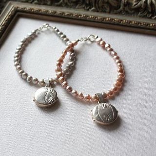 round locket pearl bracelet by harry rocks