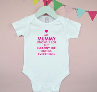 personalised girl's wording baby grow by tillie mint