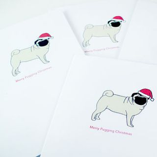 set of pug dog christmas cards by vivid please