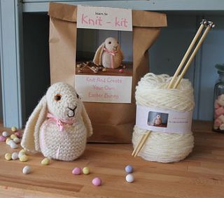 bunny knitting kit by the little knit kit company