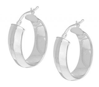 UltraFine Silver 1 Polished Oval Tube Hoop Earrings —