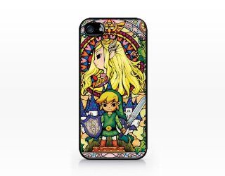 TIP4 330 Zelda Legend   Stained Glass, 2D Printed Black case, iPhone 4 case, iPhone 4s case, Hard Plastic Case Cell Phones & Accessories